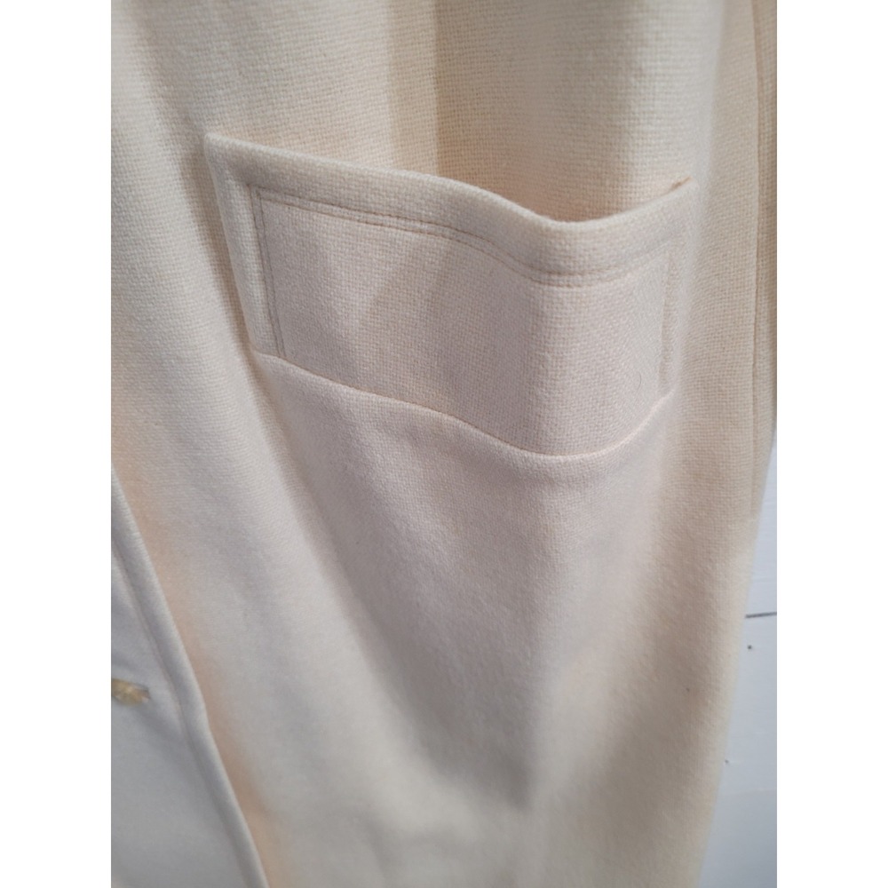 Vintage The Travelaire Cream Wool Button Split Cuff Union Made Dress Coat Sz 16 - Picture 7 of 16